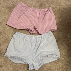 GAP Body Women’s Pink Stripe & Light Blue Cotton Shorts - 2 Pack